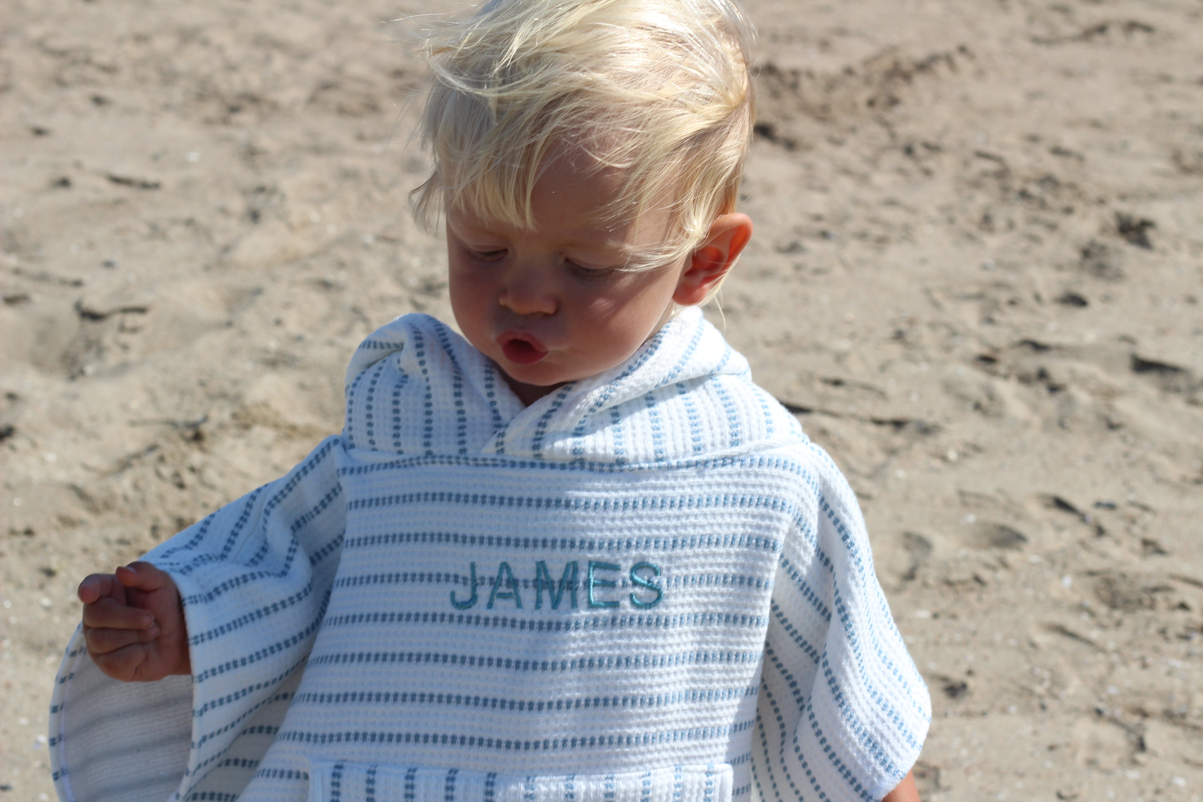 Custom Monogrammed Kids Waffle Terry Poncho