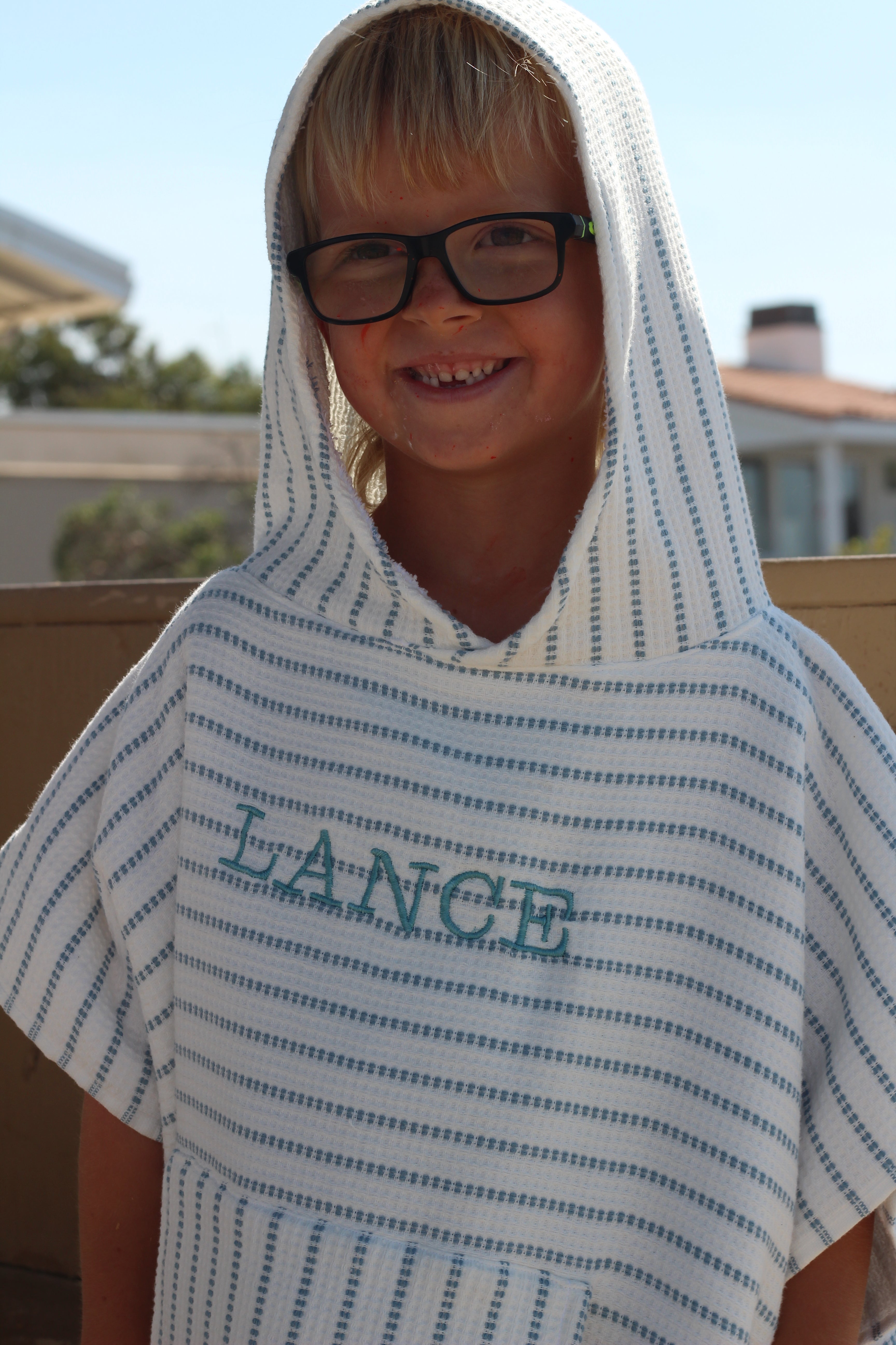 Custom Monogrammed Kids Waffle Terry Poncho